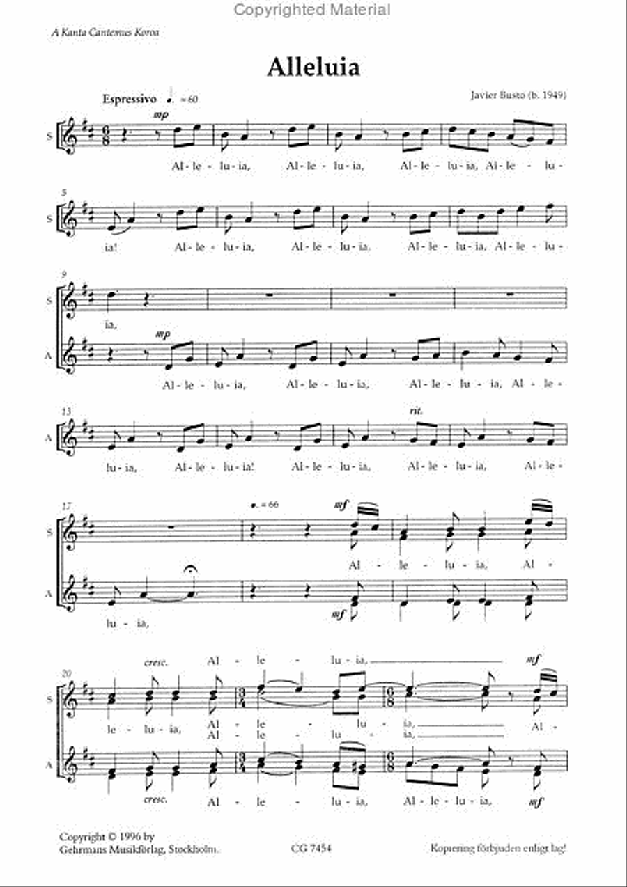 Alleluia Alleluia SSAA scores gallery preview page 2