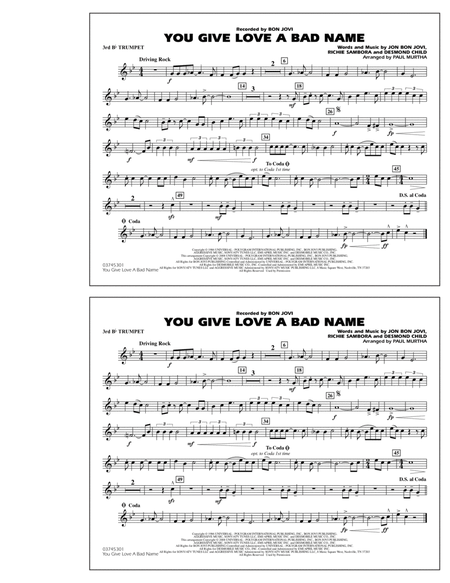 You Give Love a Bad Name - 3rd Bb Trumpet