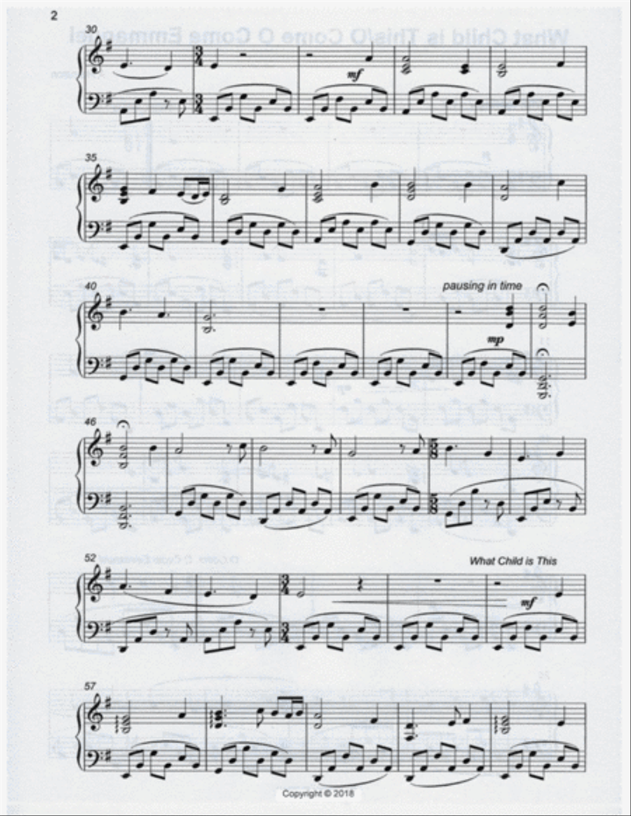 What Child is This/O Come, O Come Emmanuel Piano Solo scores gallery preview page 2