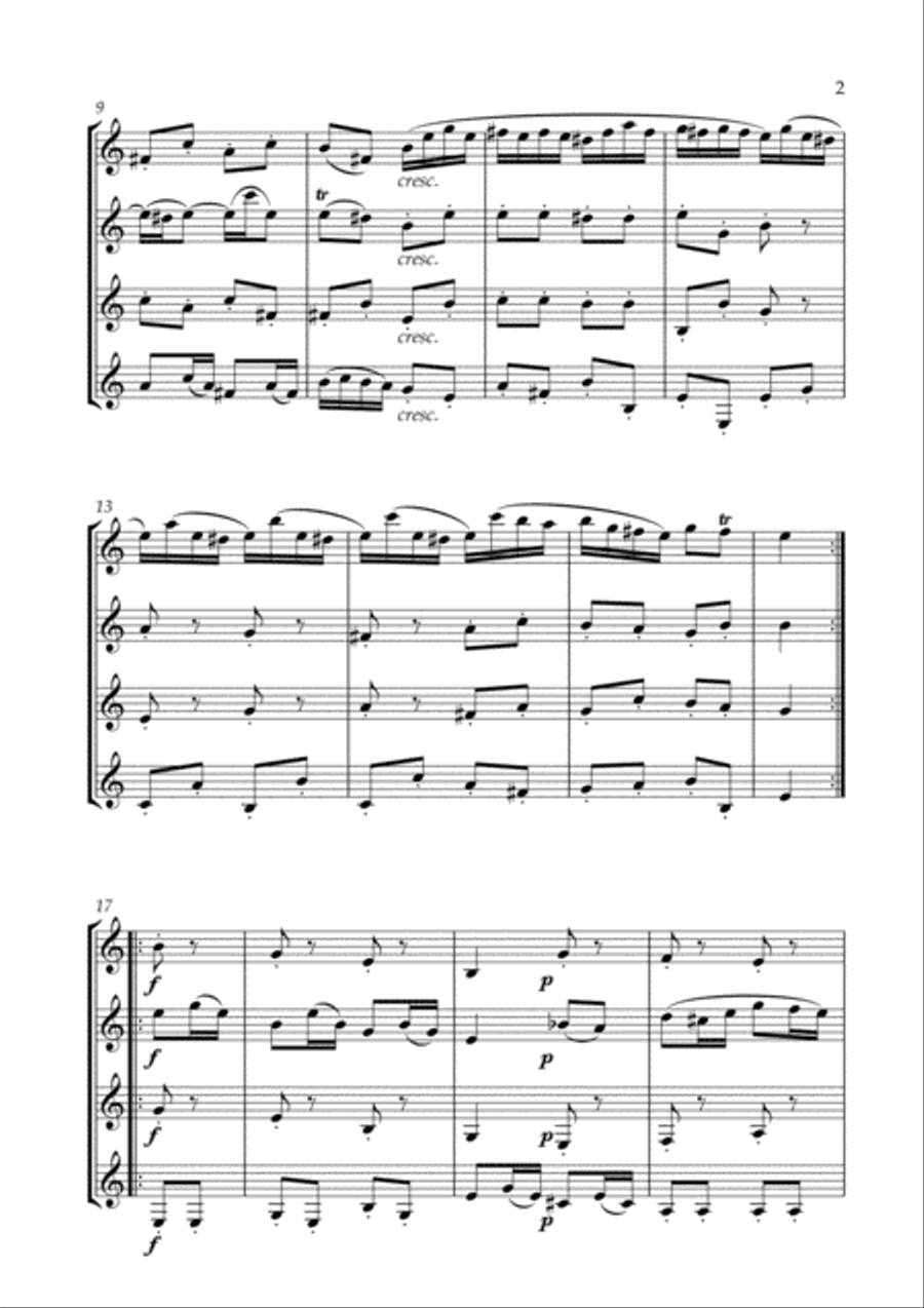 Badinerie (J.S. Bach) for Clarinet Quartet Clarinet Quartet scores gallery preview page 3