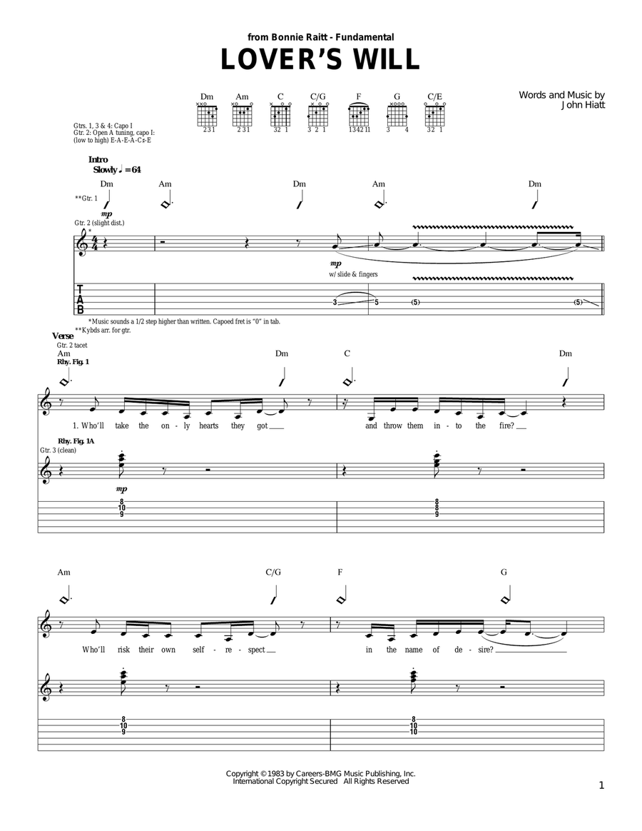 Lover's Will Lover's Will Electric Guitar scores gallery preview page 1
