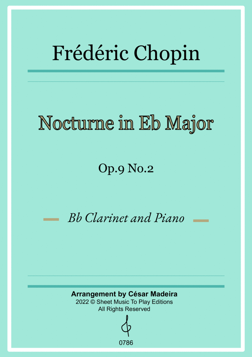 Nocturne Op.9 No.2 by Chopin - Bb Clarinet and Piano (Full Score and Parts) image number null