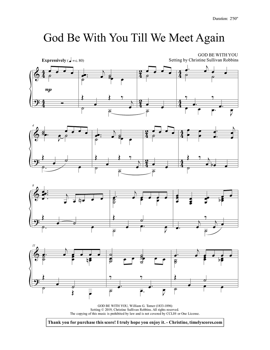 God Be With You Till We Meet Again Piano Solo scores gallery preview page 1