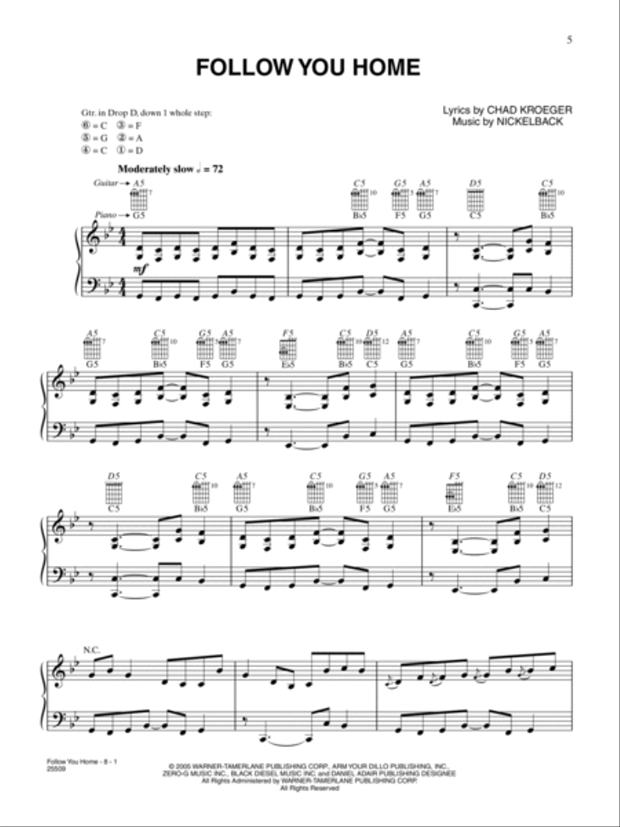 Follow You Home Follow You Home Piano, Vocal, Guitar scores gallery preview page 1