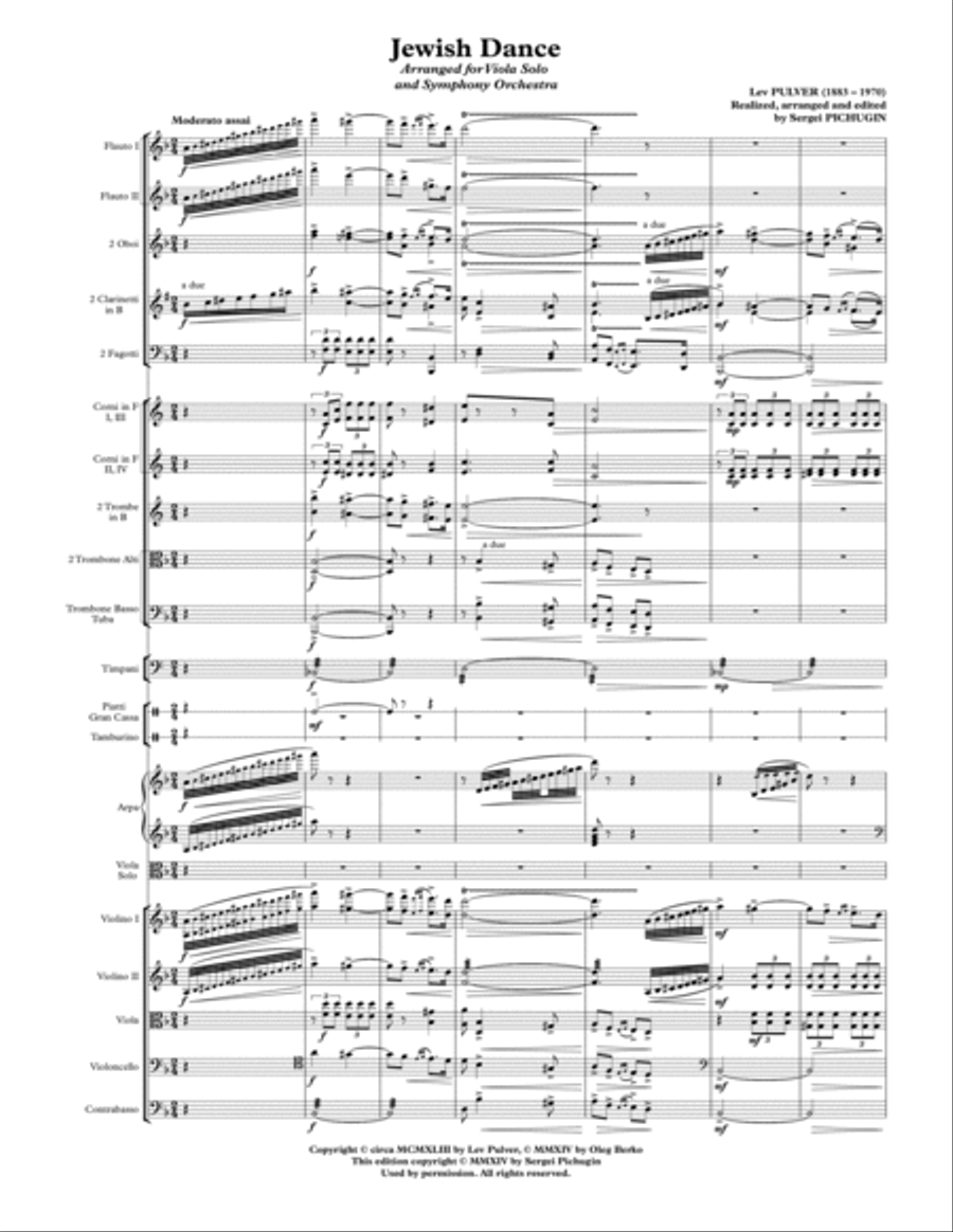 PULVER Lev: Jewish Dance for Viola Solo and Symphony Orchestra (Full Score + Viola Solo part) Full Orchestra scores gallery preview page 5