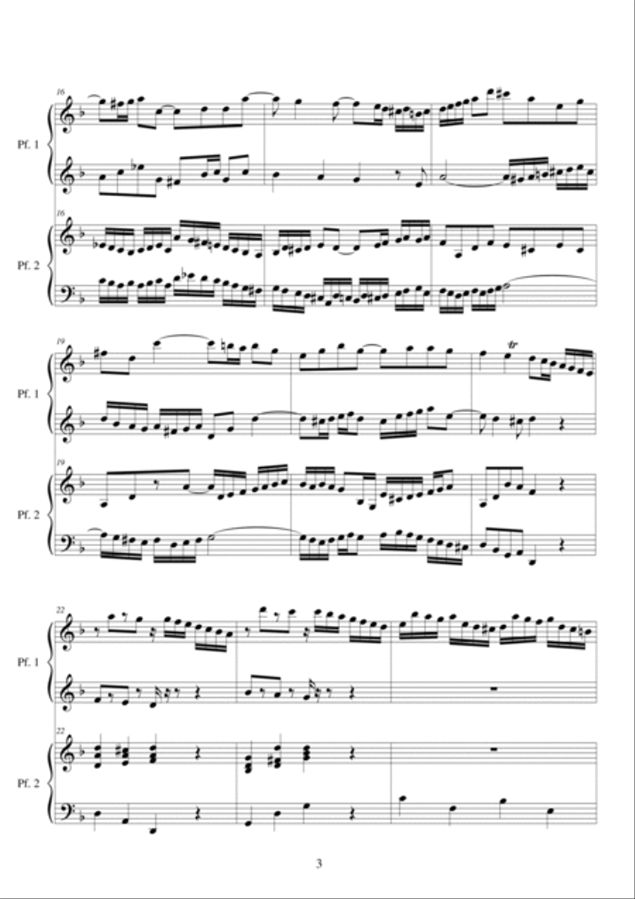 Concerto in D minor BWV 1043 - Piano Duet - Full Piano scores gallery preview page 3