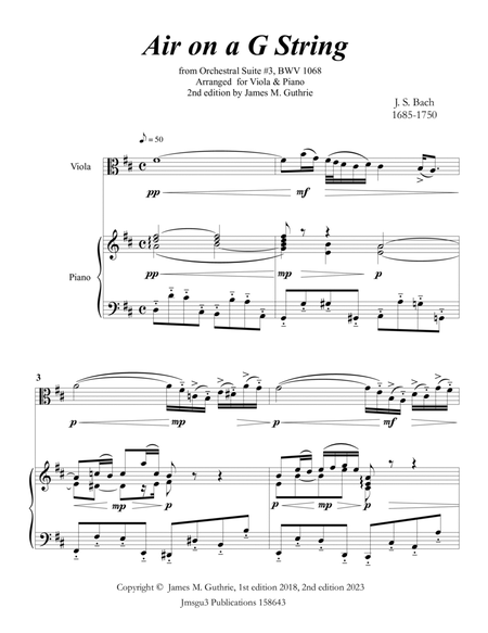 Bach: Air on a G String for Viola & Piano image number null