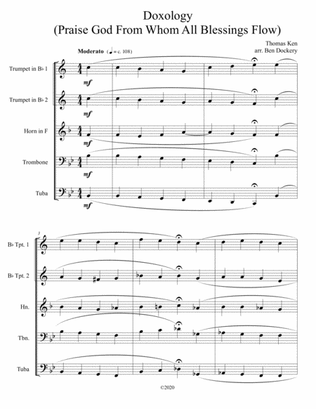 Doxology (Jazz Harmonization) for Brass Quintet - (Praise God From Whom All Blessings Flow)