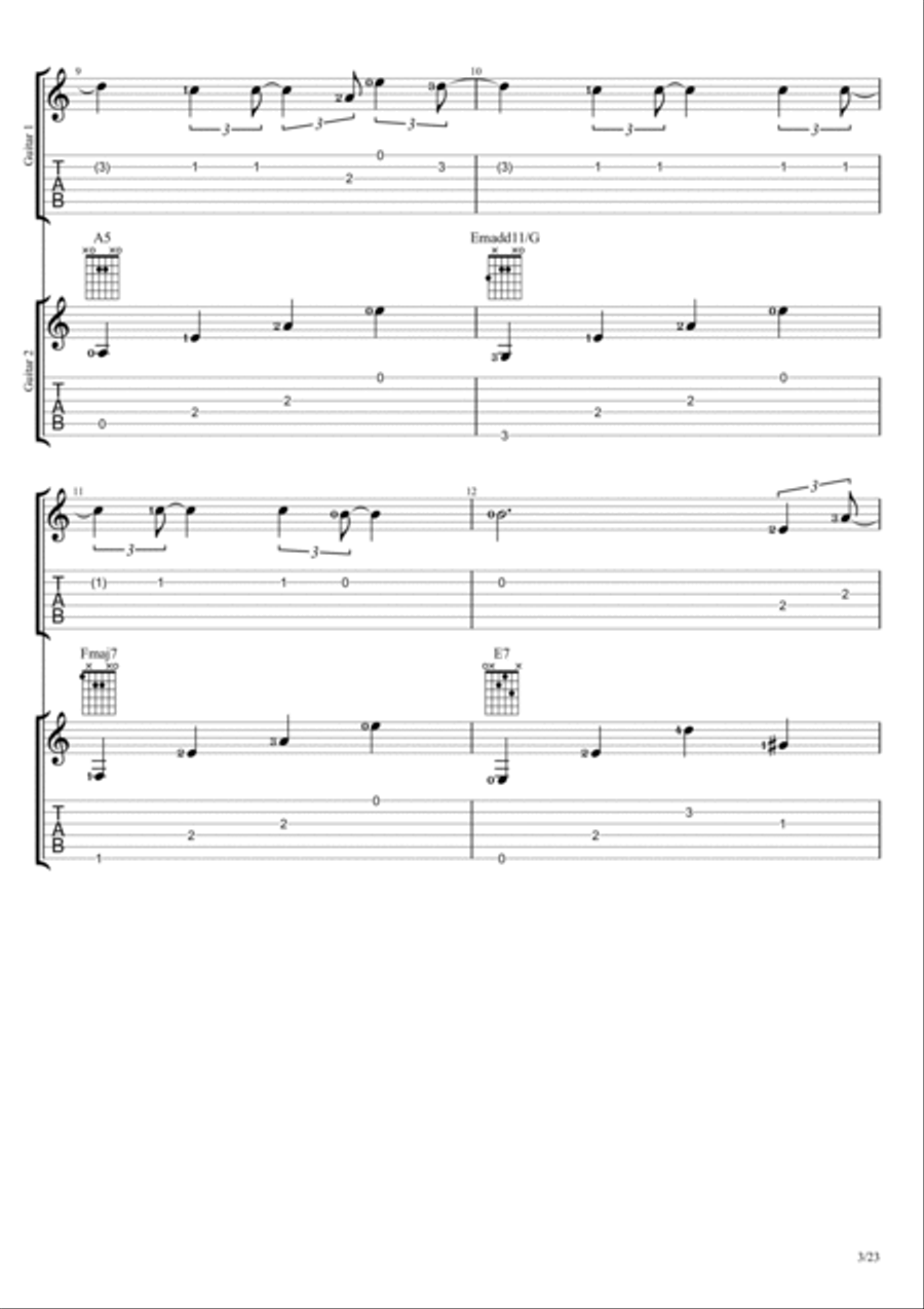 Warriors Guitar Tablature scores gallery preview page 3