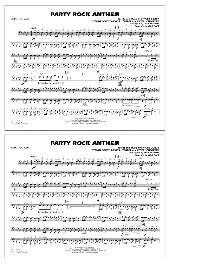 Party Rock Anthem - Electric Bass