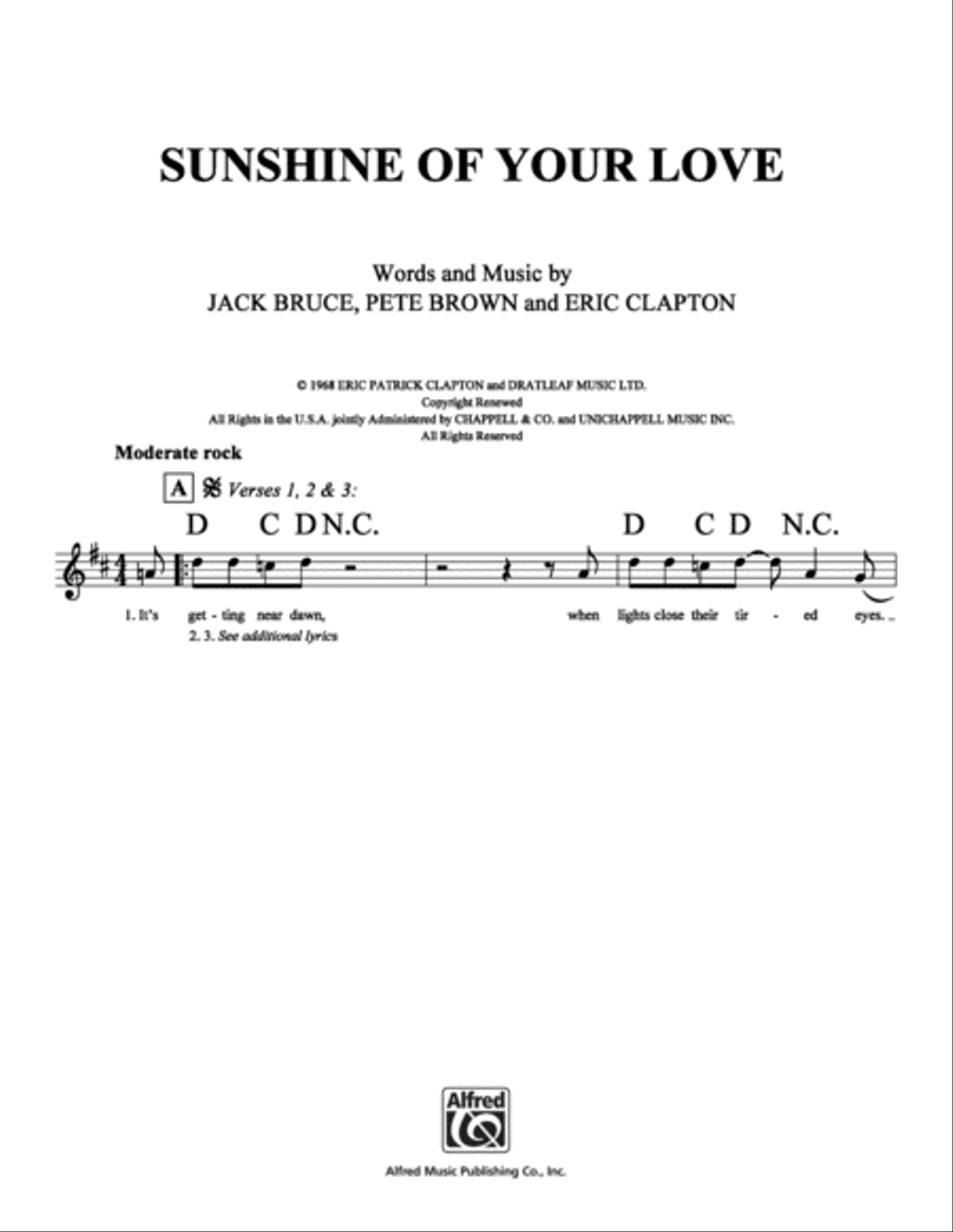 Sunshine of Your Love Sunshine of Your Love School and Community scores gallery preview page 1