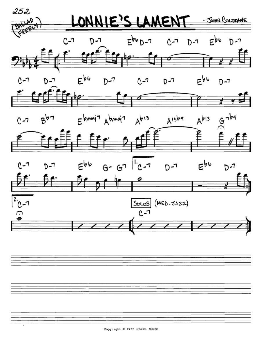Lonnie's Lament Piano scores gallery preview page 1
