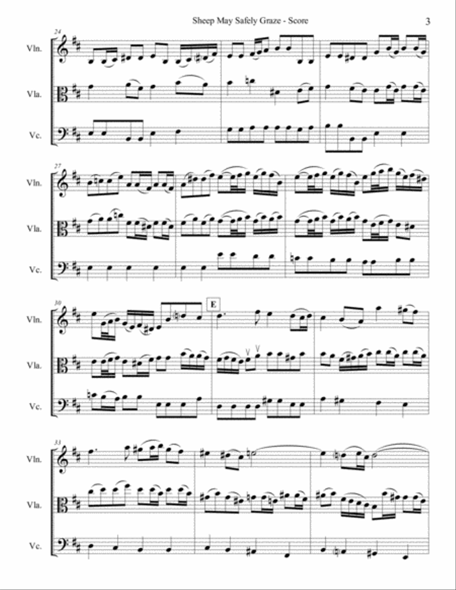 Sheep May Safely Graze for String Trio String Trio scores gallery preview page 3