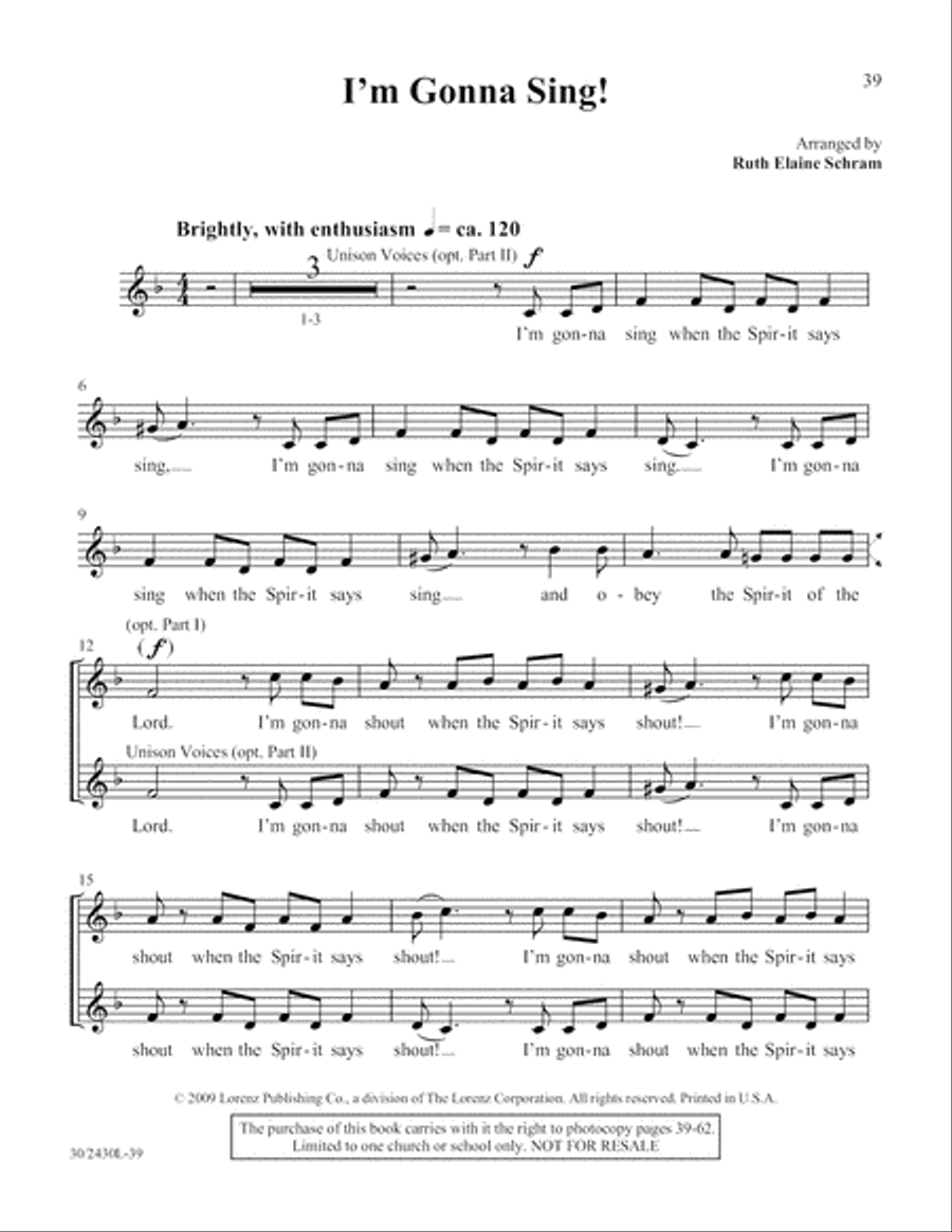Simply Spirituals Unison Choir scores gallery preview page 40