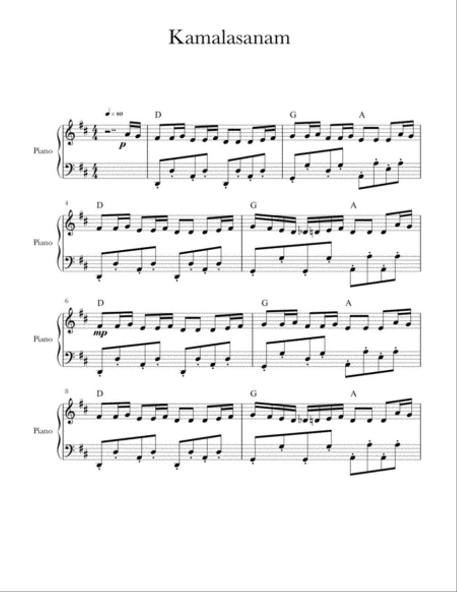 Kamalasanam Kamalasanam Piano Solo scores gallery preview page 3