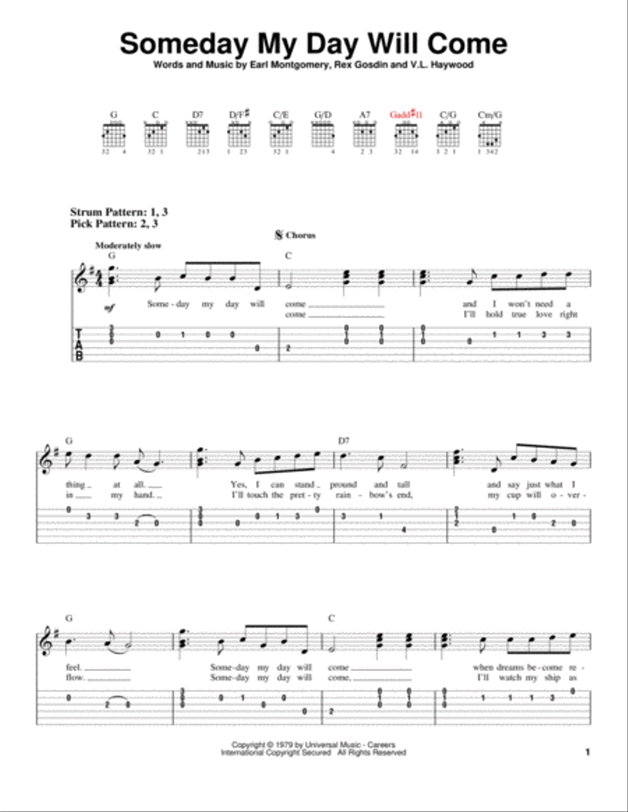 Someday My Day Will Come Someday My Day Will Come Electric Guitar scores gallery preview page 1