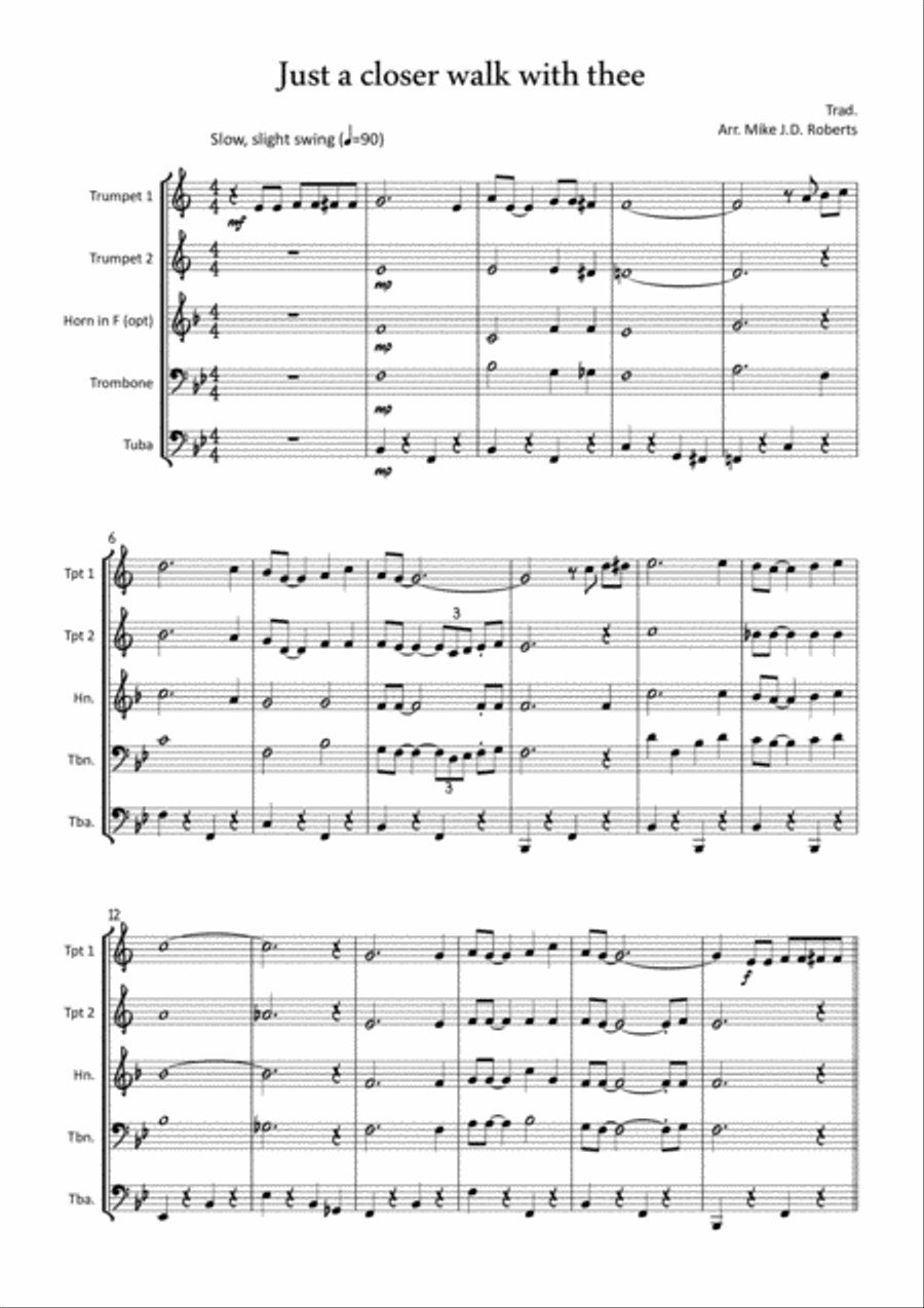 Just a Closer Walk with Thee Brass Ensemble scores gallery preview page 1