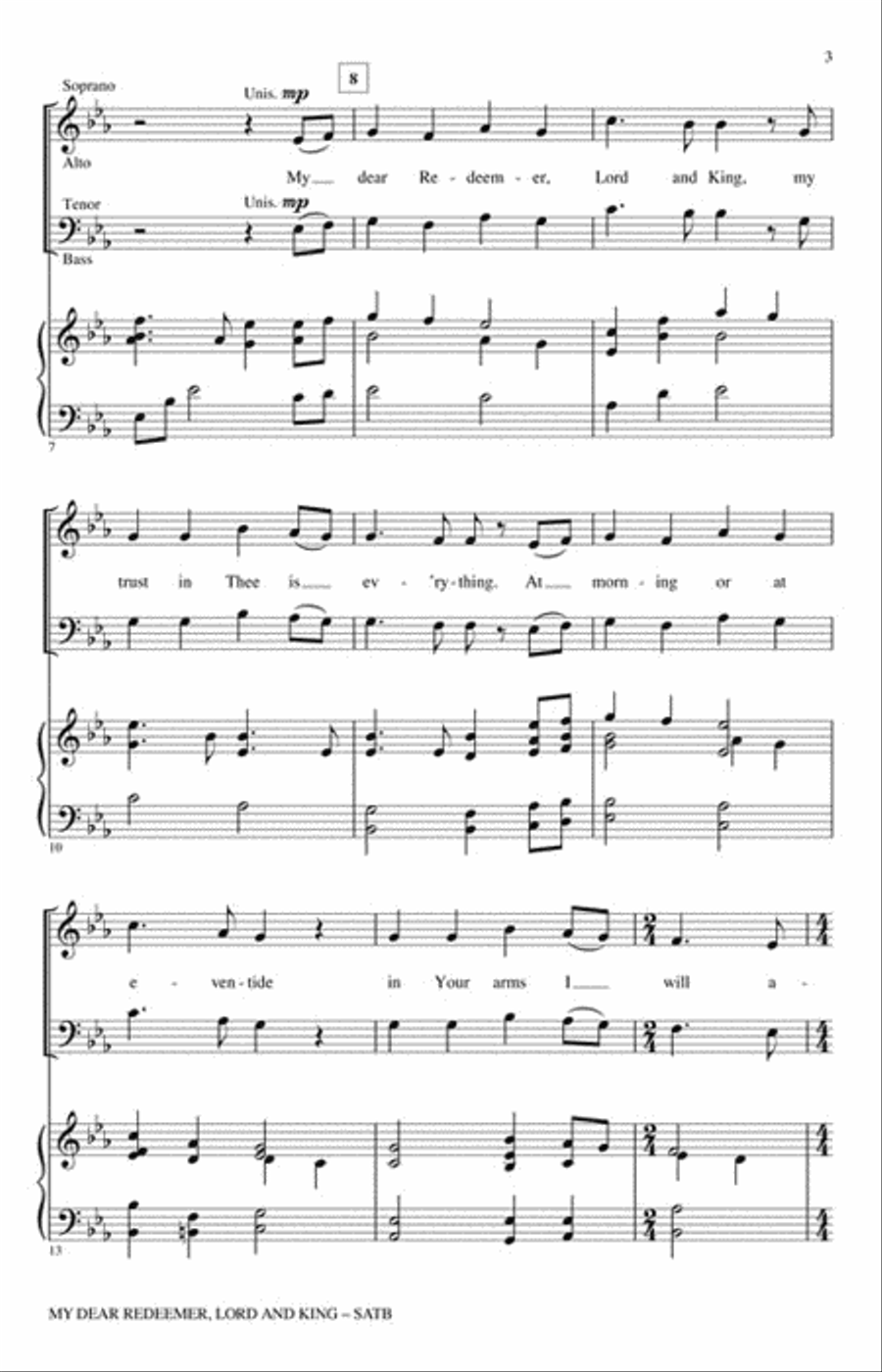 My Dear Redeemer, Lord and King 4-Part scores gallery preview page 3