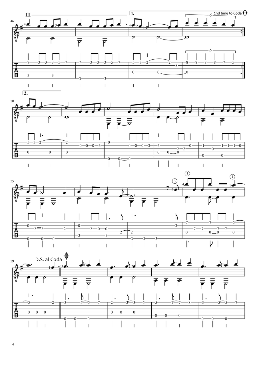 Alone Guitar Tablature scores gallery preview page 4