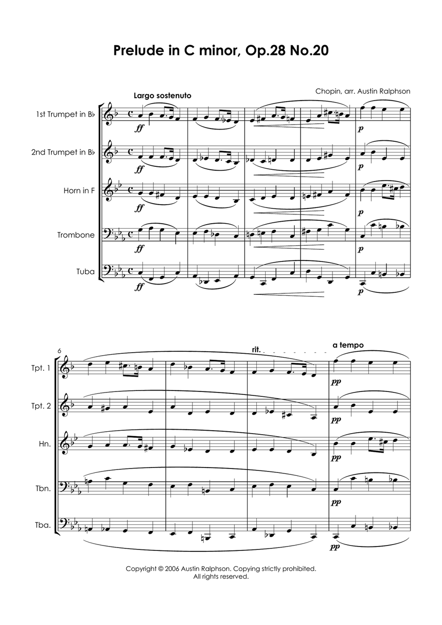Prelude in C minor, Op.28 No.20 - brass quintet Brass Quintet scores gallery preview page 5