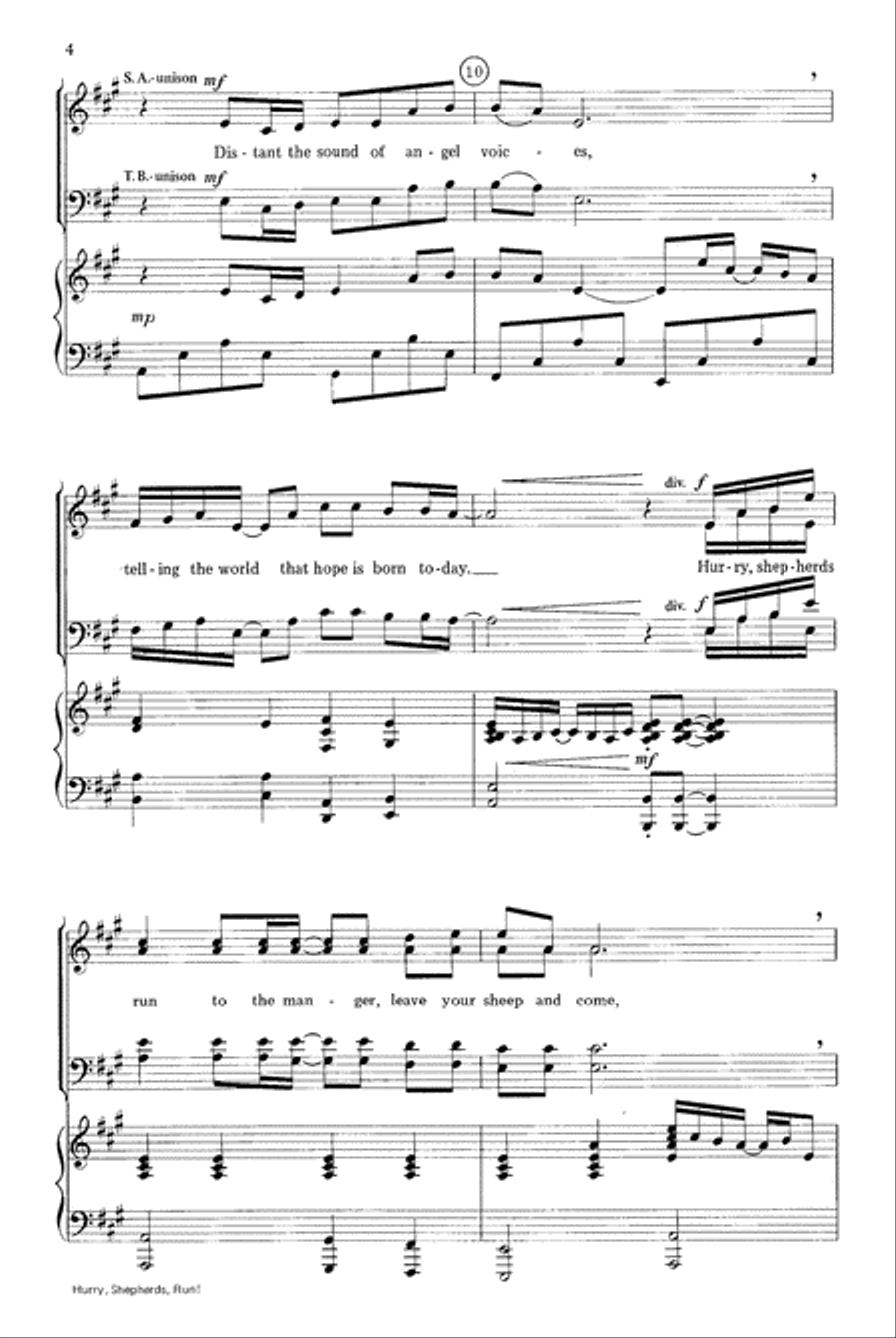 Hurry, Shepherds, Run! 4-Part scores gallery preview page 5