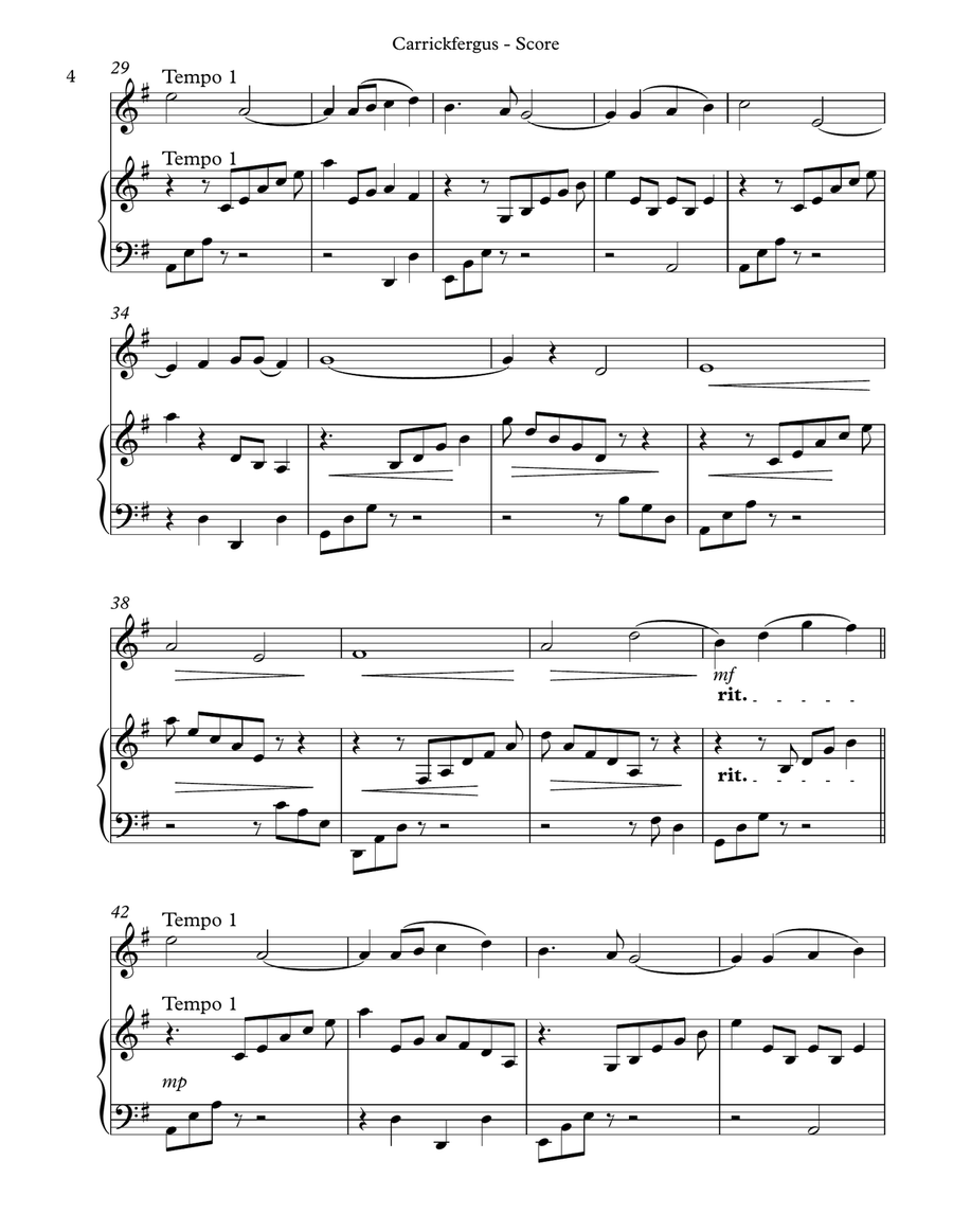 Carrickfergus Duet for Oboe & Harp