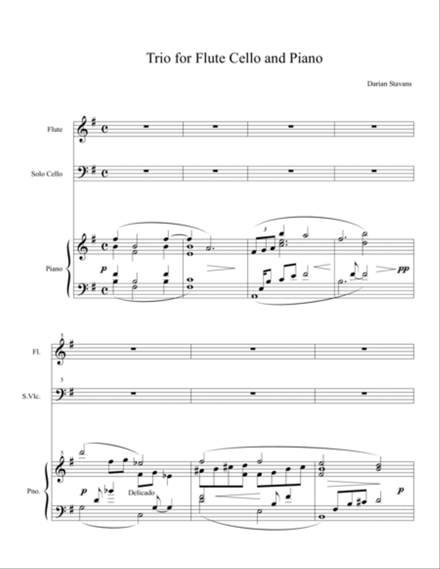 Trio for Flute Cello and Piano Flute scores gallery preview page 2