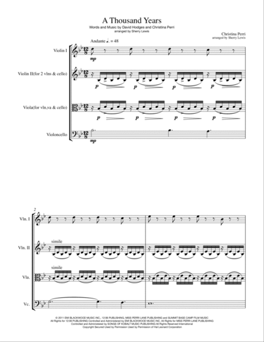 A Thousand Years String Trio scores gallery preview page 4
