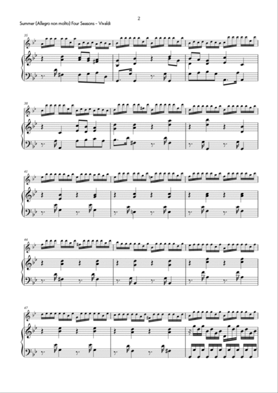 Vivaldi - Allegro non molto from Summer (The Four Seasons) in G Minor - Advanced Chamber Music scores gallery preview page 3