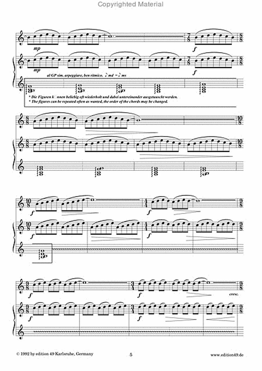 Quasi improvisata I, Version fur Klarinette in B und Klavier