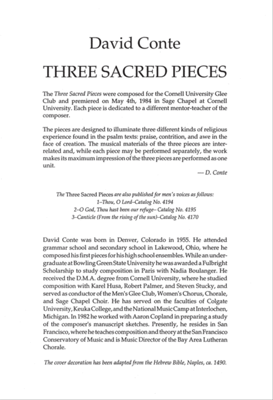 Three Sacred Pieces: 2. O God, Thou Hast Been Our Refuge 4-Part scores gallery preview page 2