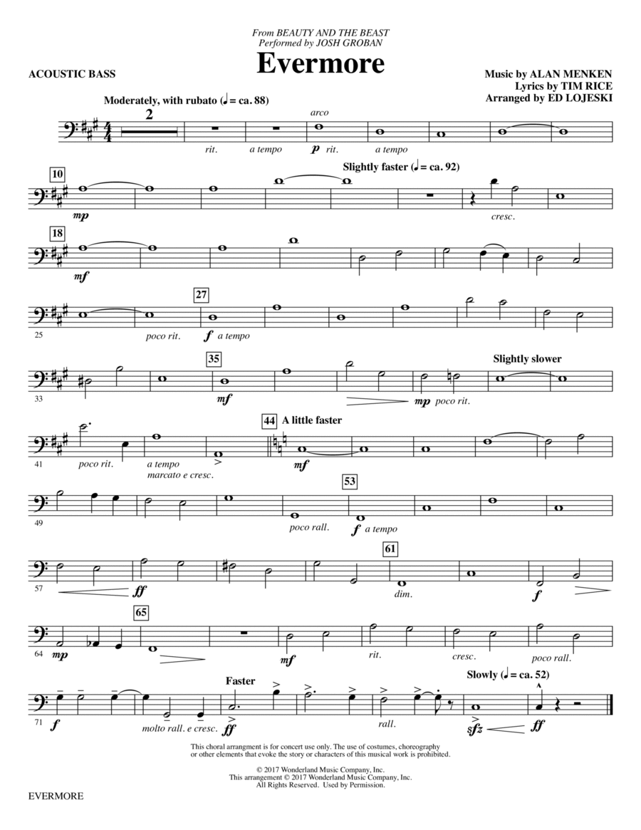 Evermore (from Beauty And The Beast) (arr. Ed Lojeski) - Acoustic Bass