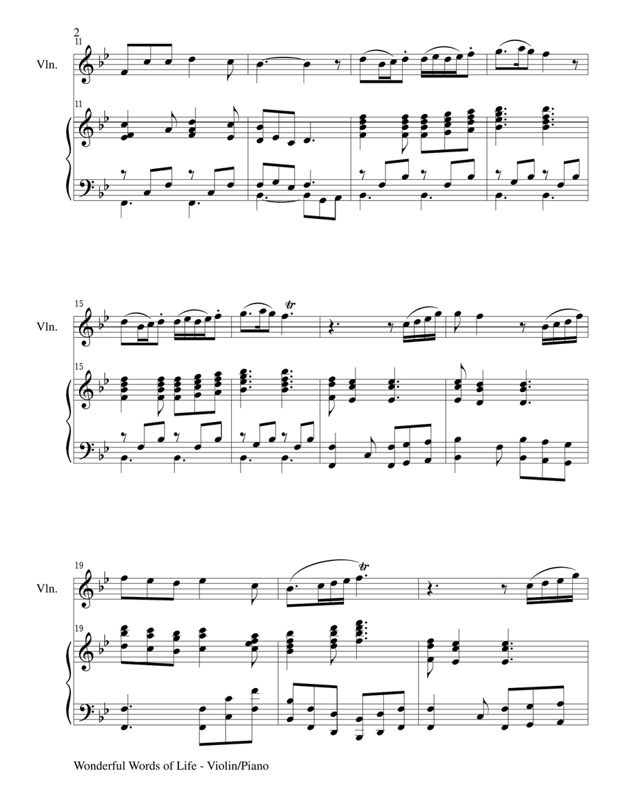 WONDERFUL WORDS OF LIFE (Duet – Violin and Piano/Score and Parts) Violin scores gallery preview page 2