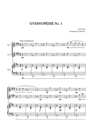 Gymnopédie no 1 | Trumpet in Bb Duet | Original Key| Piano accompaniment |Easy intermediate