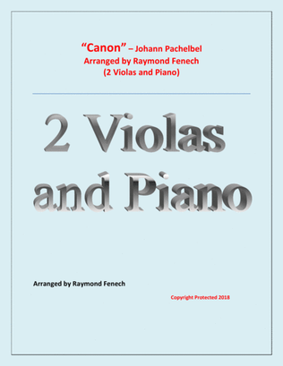 Canon - Johann Pachebel - 2 Violas and Piano - Intermediate/Advanced Intermediate level