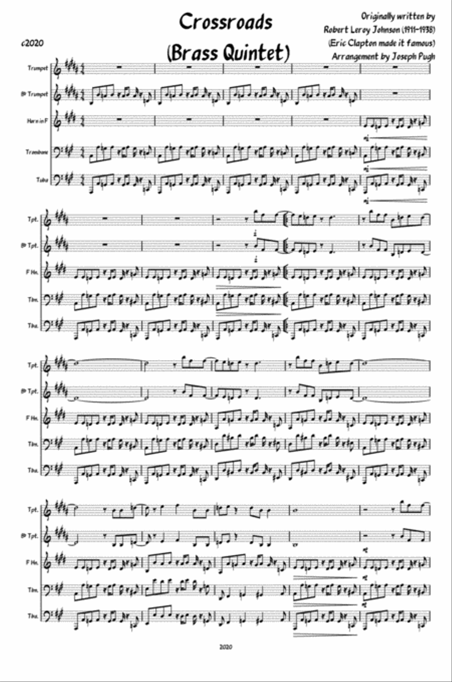 Cross Road Blues (crossroads) Brass Ensemble scores gallery preview page 1