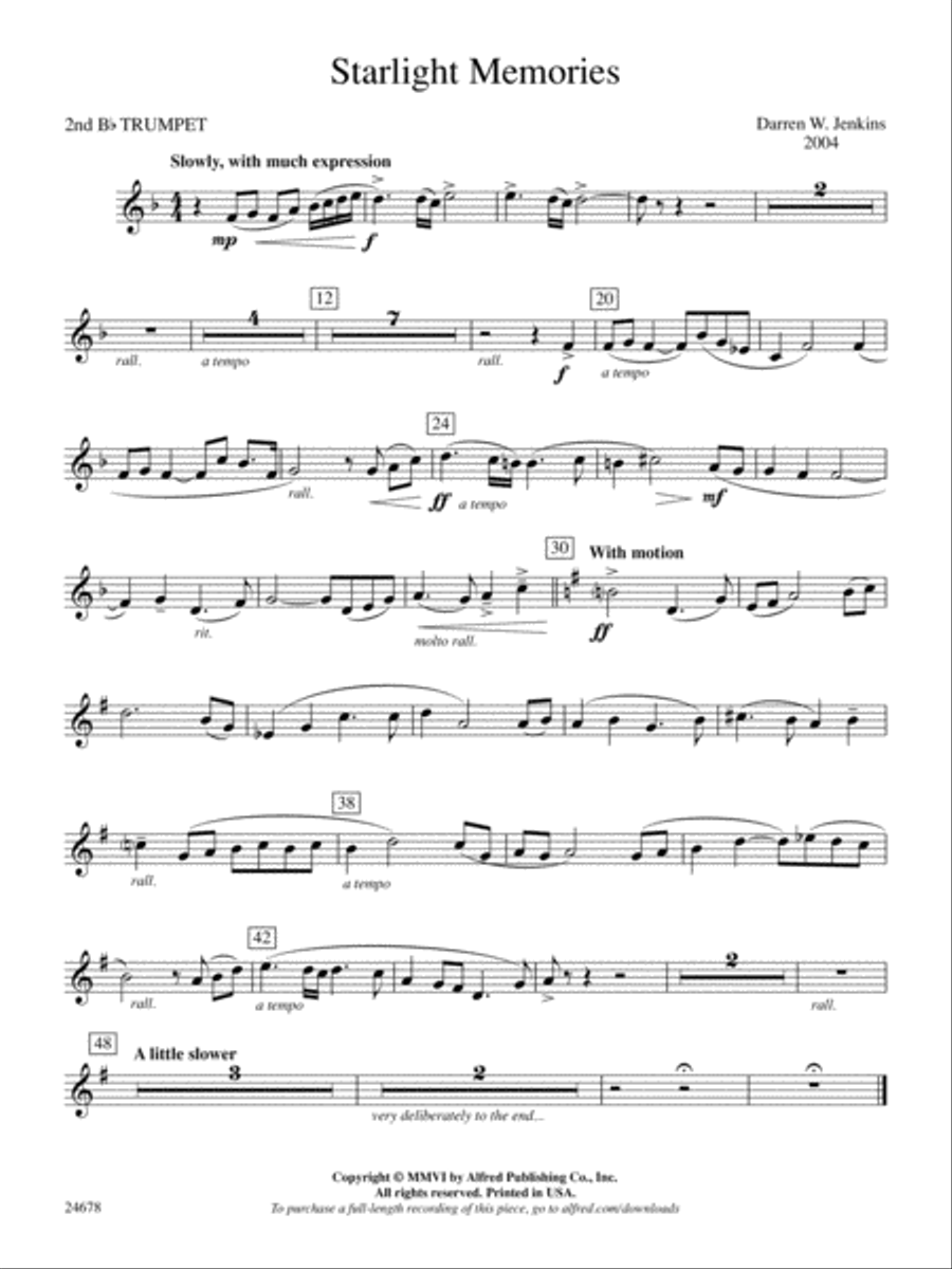 Starlight Memories: 2nd B-flat Trumpet Concert Band scores gallery preview page 1