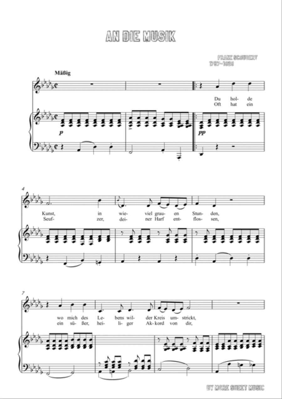 Schubert-An die Musik inbD for Vocal and Piano Voice scores gallery preview page 2