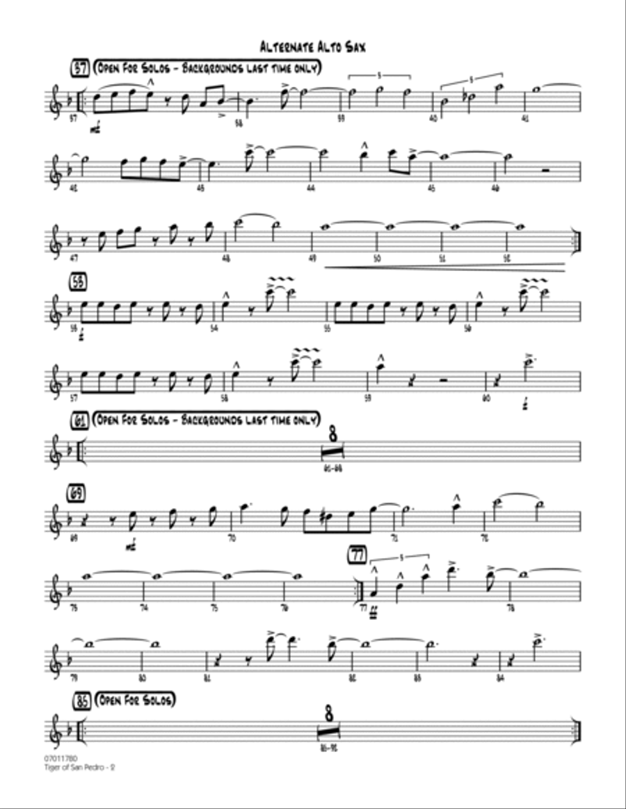 Tiger Of San Pedro - Alternate Alto Sax Jazz Ensemble scores gallery preview page 2