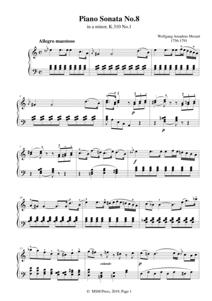 Mozart-Piano Sonata No.8 in a minor,K.310,No.1