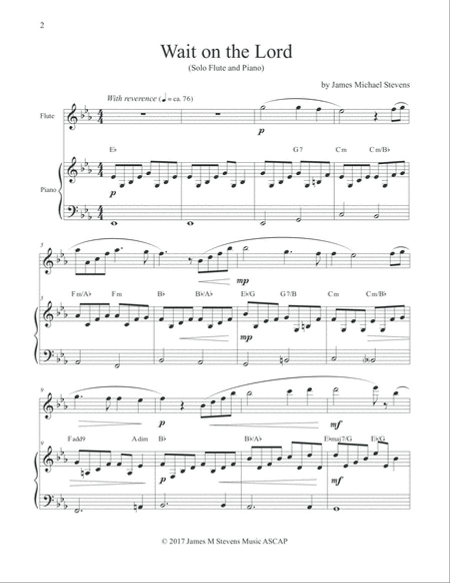 Wait on the Lord (Solo Flute & Piano) Flute Solo scores gallery preview page 2