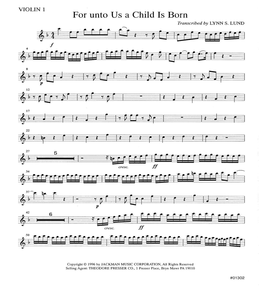 For Unto Us a Child is Born - String (with flute) orchestra parts Flute Solo scores gallery preview page 2