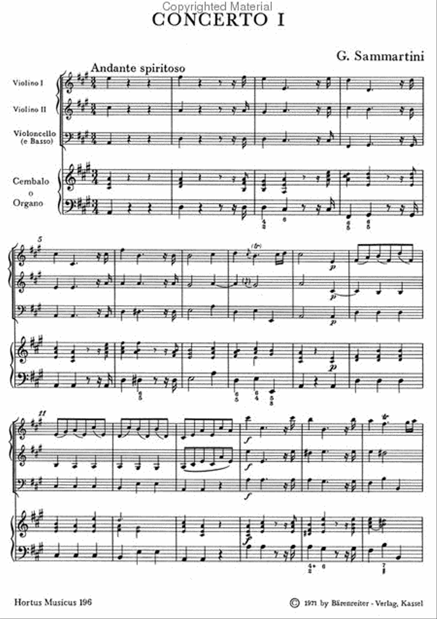 Concerto for Harpsichord or Organ, two Violins and Basso continuo A major Violin scores gallery preview page 2