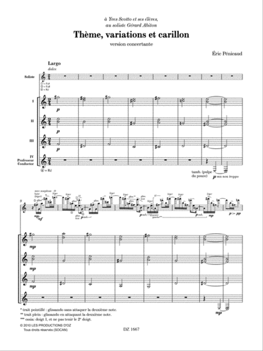Thème, variations et carillon (version concertante) Guitar Ensemble scores gallery preview page 4