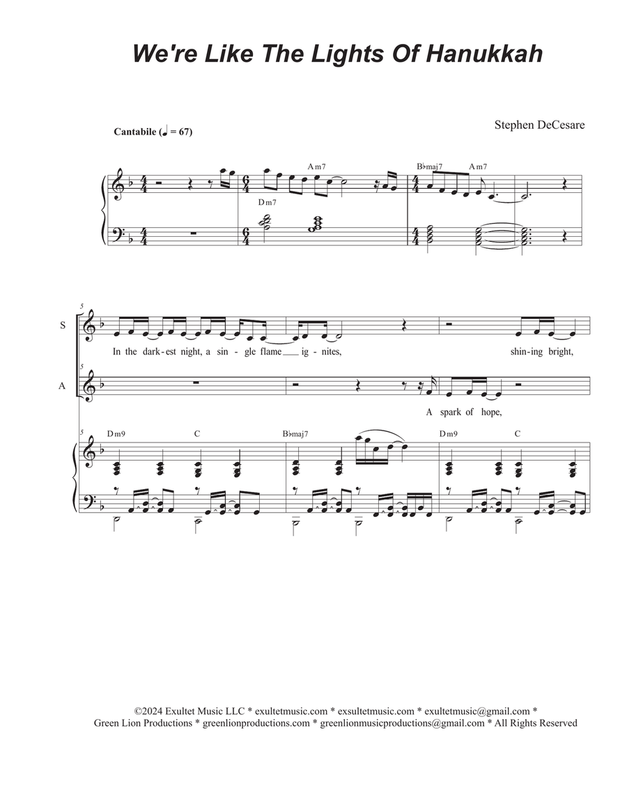 Book cover for We're Like The Lights Of Hanukkah (2-part choir - (SA)