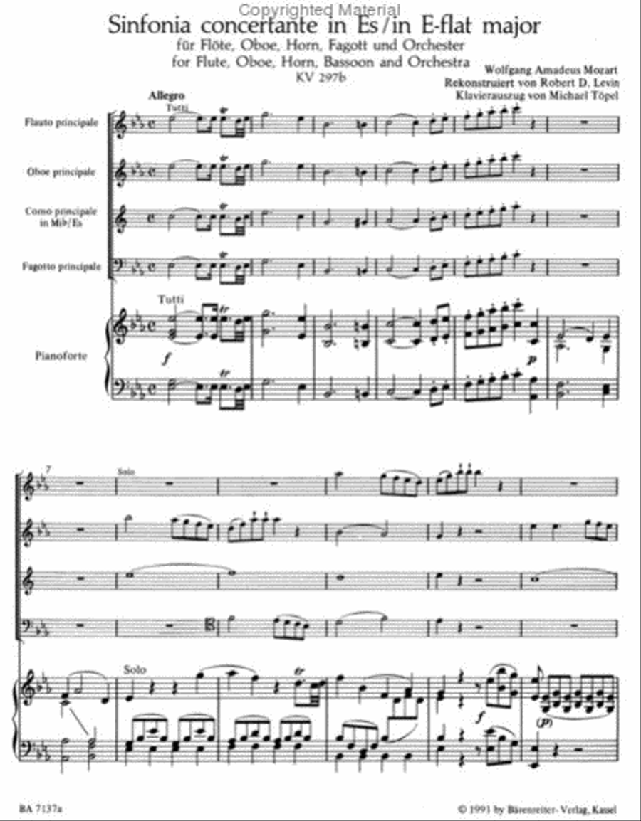 Sinfonia Concertante for four Wind Instruments and Orchestra E flat major KV Anh I/9(297b) Flute Solo scores gallery preview page 2