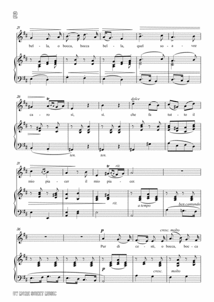 Lotti-Pur dicesti,o bocca bella in D Major,for Voice and Piano