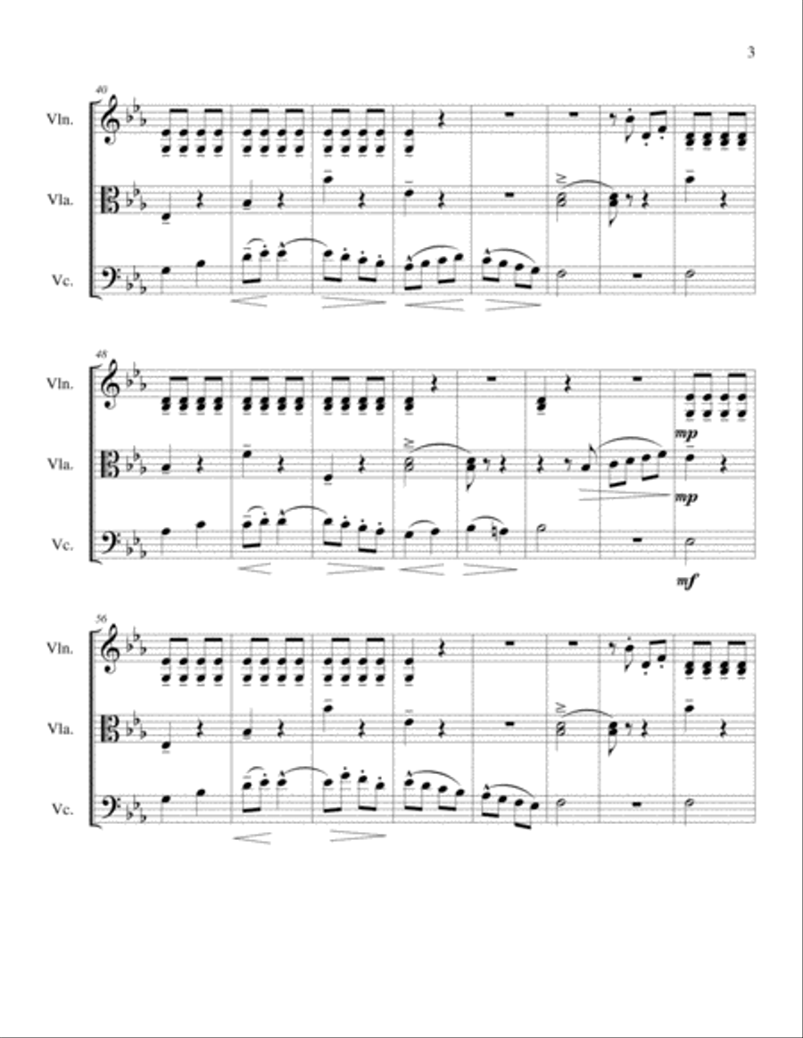 String Trio No 1 in C minor, Op 3 Mvmt 4 String Trio scores gallery preview page 3