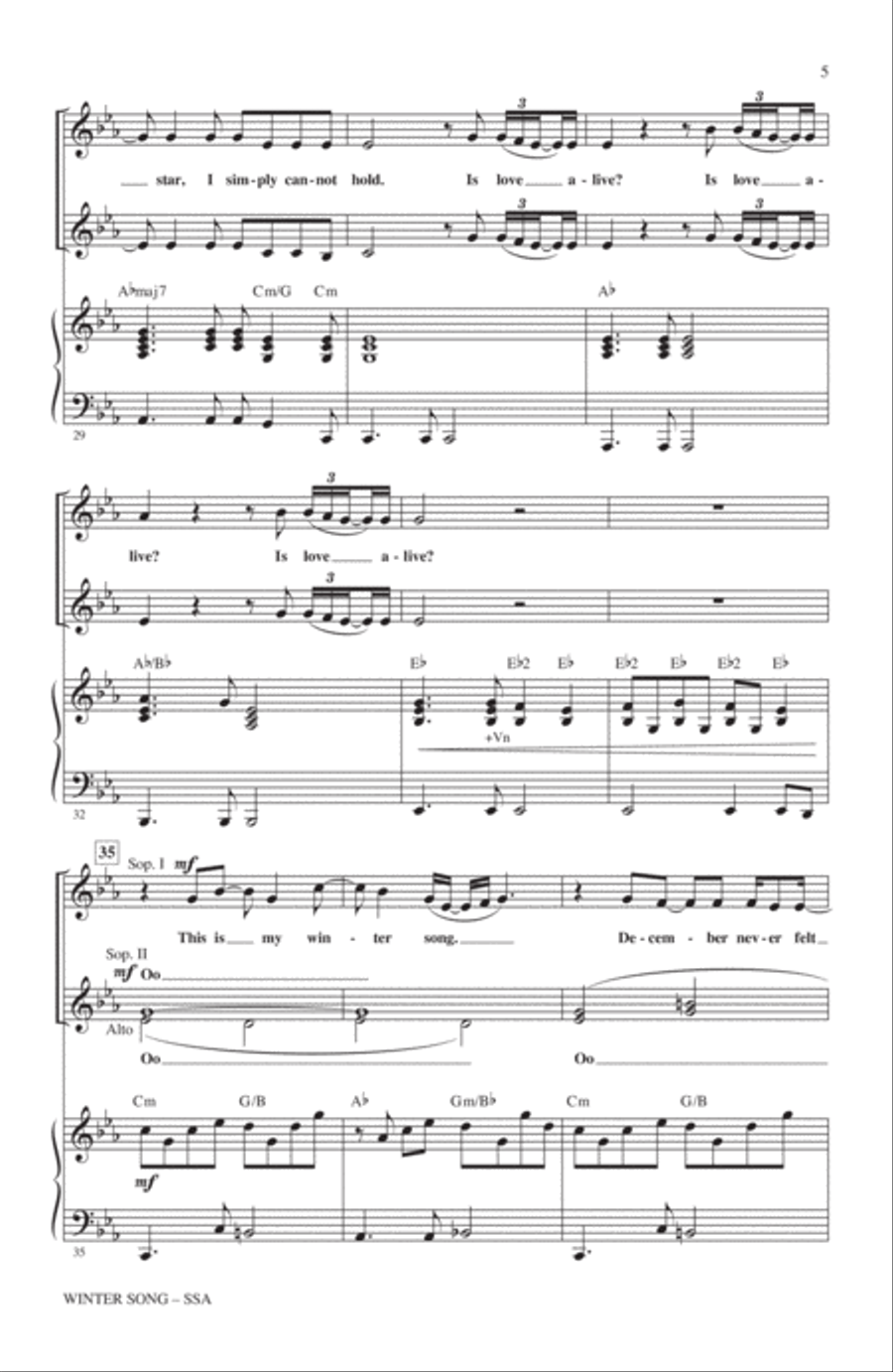 Winter Song (arr. Mac Huff) SSA scores gallery preview page 4