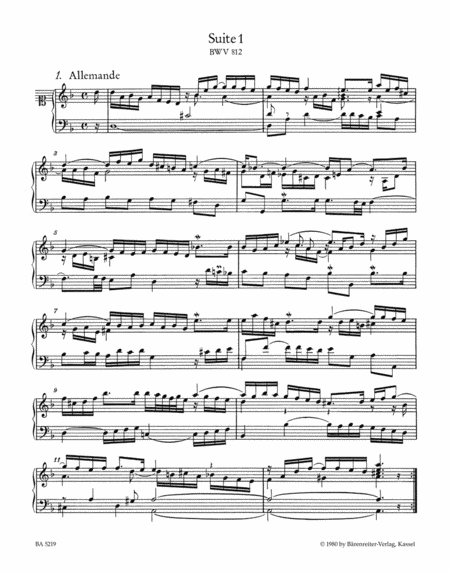 Die sechs Franzosischen Suiten / Zwei Suiten in a-Moll und Es-Dur BWV 812-819